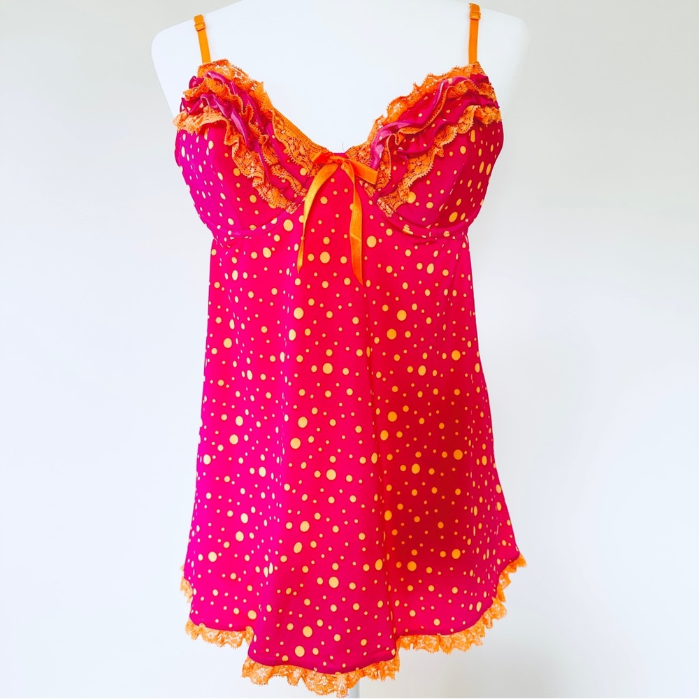 Victoria's Secret Sexy Little Things Babydoll Lingerie 36C Pink Ruffle Lace Cute